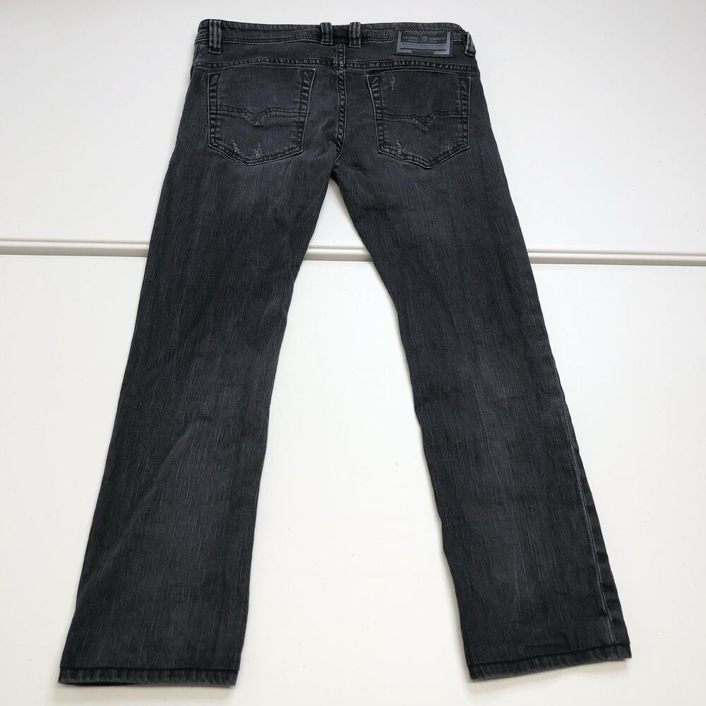 Diesel Safado-R Regular Slim Straight Men’s Jeans 30x25 Button Black Distressed - Picture 12 of 13